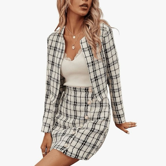 Jackets & Blazers - 2 piece set — plaid with pearl buttons